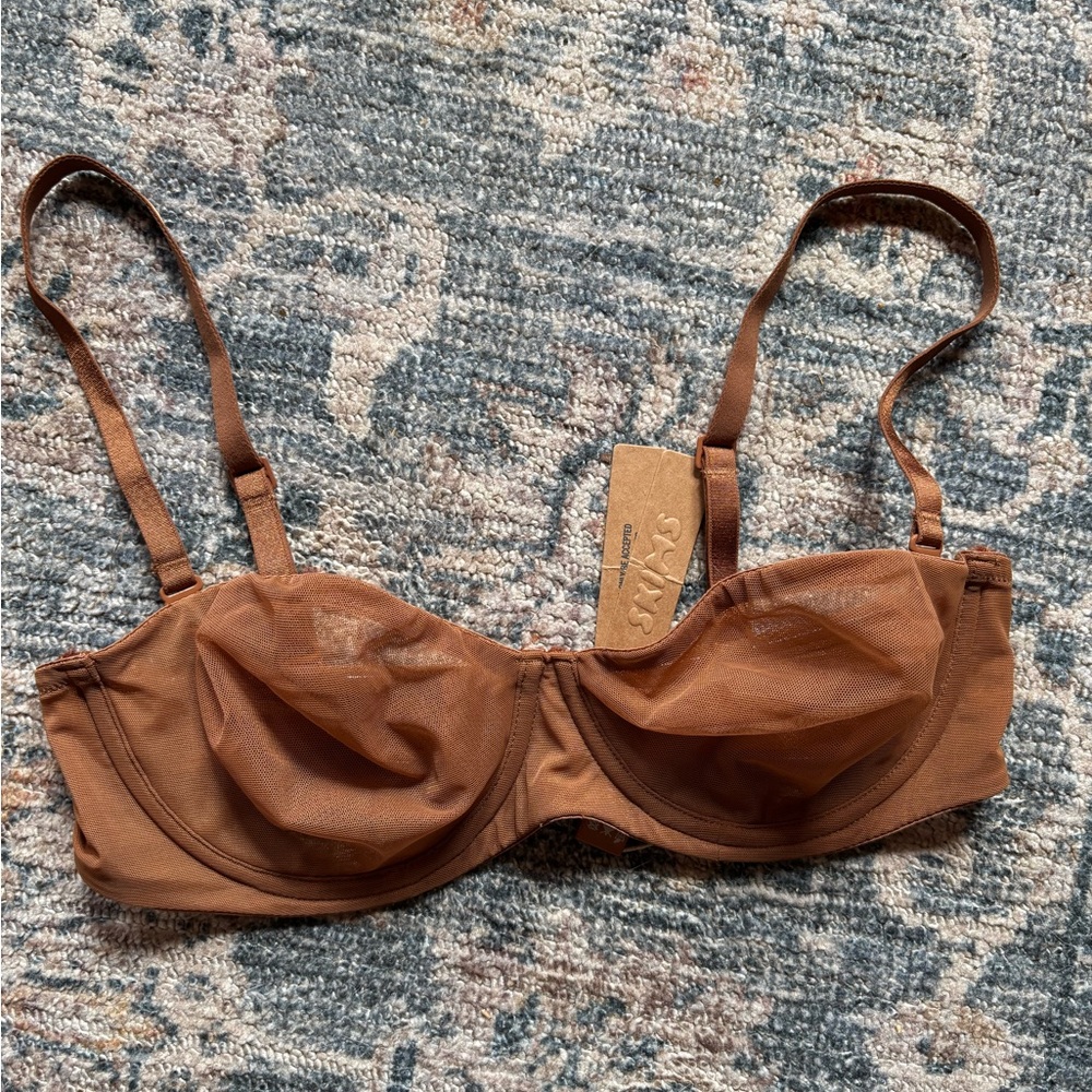 Skims Mesh Underwire Bra 34b bronze